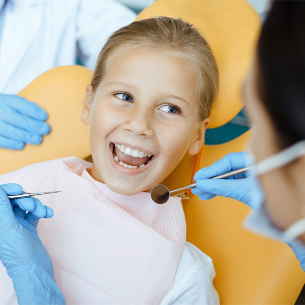Girl in the dentist chair
